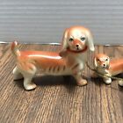 Vintage Dachshund With Six Puppies Dog Figurine Ceramic Pups On Chain Japan