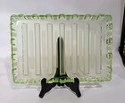 Art Deco Green Vaseline Pressed  Glass Dressing Table Tray Uranium Glass 30x20cm