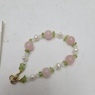 Lee Sands Rose Quartz Peridot Freshwater Pearl Bracelet   Earrings Set Vintage