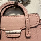 Coach Pink Leather Mini Handbag Bag Charm Key Chain Key Ring Logo Metal