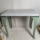 Antique 30s 40s Porcelain Top Porcelain Legs White  green Table Art Deco Small 