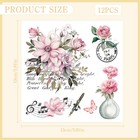 Vintage Floral Rub On Transfers For Crafts 12 Pcs Pink Flower Rub On Transfer   