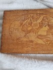 Antique Art Nouveau Pyrography Wood Glove Box Burnt Wood Flemish Lady Mucha Styl