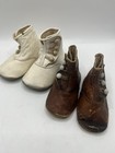 Antique Victorian Era Babies Leather Button Up Shoes 2 Pairs