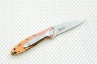 1660cu Kershaw Leek Pocket Knife Plain Blade Flag Logo Copper Scale Blem Assist