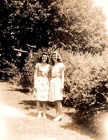 Vintage Photo Old Antique Outdoor Picture Beautiful Women Girls Hair Dresses