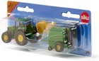 Siku 1665  John Deere Tractor With Round Baler And 2 Bales  Metal plastic  Green