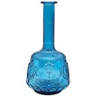 Vtg Empoli Italian Blue Glass Genie Bottle Decanter Embossed 1960s Mcm 13 5 