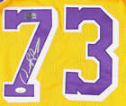 Dennis Rodman Autographed Los Angeles   Custom Basketball Yellow Jersey  pia 