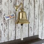 Deluxe Brass Ship Bell W  Rope Lanyard     nautical Maritime Wall Boat Decor 
