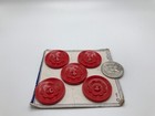 Lot Of 5 Vintage Carved Red Flower Buttons 1   