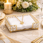 Gold Crystal Napkin Holder  Luxury Tissue Organizer  Glam Dinner Table Decor