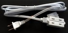 4ft White Electrical Extension Cord Power Wire 2 Prong 3-way Electric Adapter