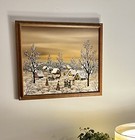 A  Kowalski Vtg Oil Painting On Canvas Board Winter Village Scene Signed Framed