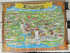 1973 Milwaukee Wisconsin Caricature City Map Poster 40 X 30  Published By Archar