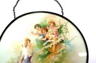 Victorian Chimney Flue Cover Young Lady Looking At 3 Little Girls 1 Angel Wings