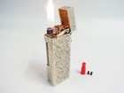 Working Dunhill Rollagas Lighter D Mark Silver With 2pcs Flint   Adapter  b780