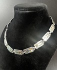 Vintage Taxco Mexico Abalone Inlay Sterling Silver 925  Choker necklace 16 5   