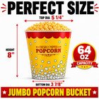 64 Oz Disposable Popcorn Buckets Movie Night Party Event Supplies