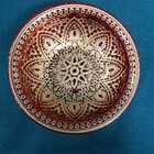 Pair Of Vintage Arda Red gold Mandala Design Art Glass Decorative Bowls