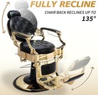 Gold Vintage All Purpose Heavy Duty Hydraulic Recliner Barber Chair Salon Beauty