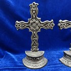 Vintage Cast Iron Bookends Ornate Cross Tabletop Decor 7 5    Tall Religious Decor