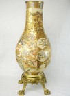 Japanese Satsuma Vase With Bronze Stand  Meiji Period