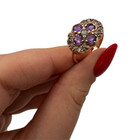 Antique Style 14k Gold Ring With Amethyst And Old Cut Diamonds Israeli Jewelry