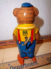 Vintage J  Chein Mechanical Tin Litho Bear Wind Up Toy Working Free Usa Shipping
