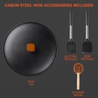Wok Pan With Lid - 13  Nonstick Wok  Carbon Steel Woks   Stir-fry Pans With    