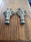 Pair Art Deco Victorian Fancy Vtg Antique Lamp Light Finials Mcm Cast Aluminum 