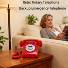 Red Retro Rotary Phone Mechanical Bell  Updated Antique 1960s Telephone removabl