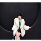 Winter New Luxury Womens Mid Long Lapel Collar Slim Raccoon Fur Warm Party Coat