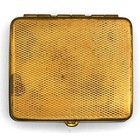 Vintage Floral Guilloche Enamel Powder Compact Mirror Gold Tone Vanity Case