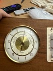 Gischard West Germany Barometer Thermometer Wood Brass Tone Desk Weather Station
