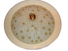 Vintage Mcm Atomic Starburst Ceiling Light Fixture Flying Saucer Shape Nice   