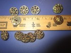 Antique Victorian Brass Filigree Floral Buttons Lot Of 11  6sh