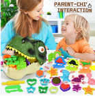 Dough Play Tools For Kids  55pcs Dinosaur Clay Molds  Sliding Dinosaur Storage B