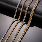 Man Necklace Chain Twist Rope Curb Link Stainless Steel Gold Silver 20 22 24inch