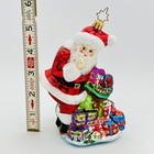 Christopher Radko Santa Shhh Holding Gift Bag Glass Christmas Ornament 5    Rare
