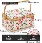 Sewing Basket With Accessories  Wooden Sewing Kit Storage Box With Removable Tra