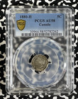 1880-h Canada 5 Cents Pcgs Au58 Lot g315 Silver 