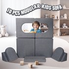 Modular Kids Play Couch 10pcs Diy Creative Toddler Sectional Sofa Grey