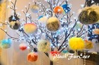 One Dozen  12  Christmas Assorted Large Furry Pompoms About 6  Inches Handmade
