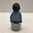 Vintage Resin African American Black Americana Figurines - Man On Pot
