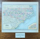 Vintage 1888 North Carolina Map 13 x11  Old Antique Original Wilmington Raleigh
