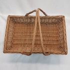 Vtg Basket 2 Handles Rectangle Wicker Brown Storage Picnic Serving 17 In X 11 In
