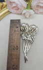 Vintage Sterling Mx 525 Silver Faux Pearl Floral Leaf Brooch Pin Flower Iris