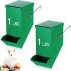 2 Pack Rabbit Feeder For Cages - Small Animal Food Dispenser With Lid  Metal  Gr