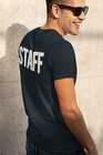 Men s Staff T-shirt Screen Print Tee  chest   Back Print  Black   White 